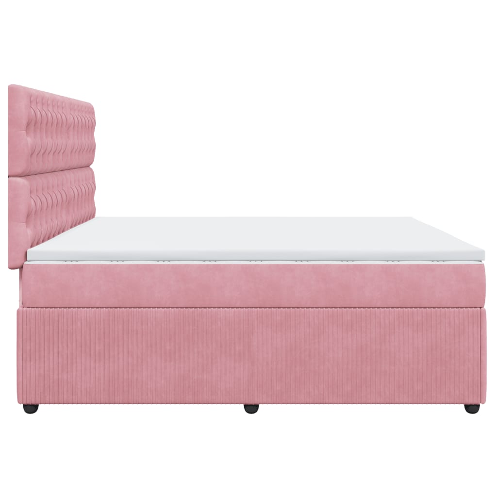 Boxspring met matras fluweel roze 200x200 cm is nu te koop bij PeponiXL, paradijselijk wonen!