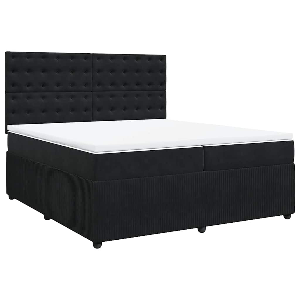 Boxspring met matras fluweel zwart 200x200 cm is nu te koop bij PeponiXL, paradijselijk wonen!