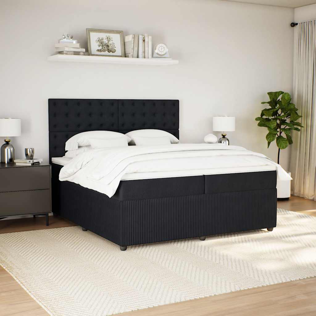 Boxspring met matras fluweel zwart 200x200 cm is nu te koop bij PeponiXL, paradijselijk wonen!