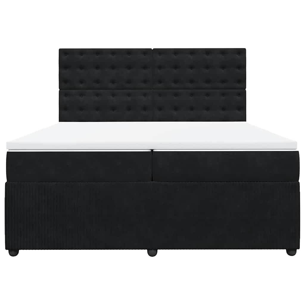 Boxspring met matras fluweel zwart 200x200 cm is nu te koop bij PeponiXL, paradijselijk wonen!