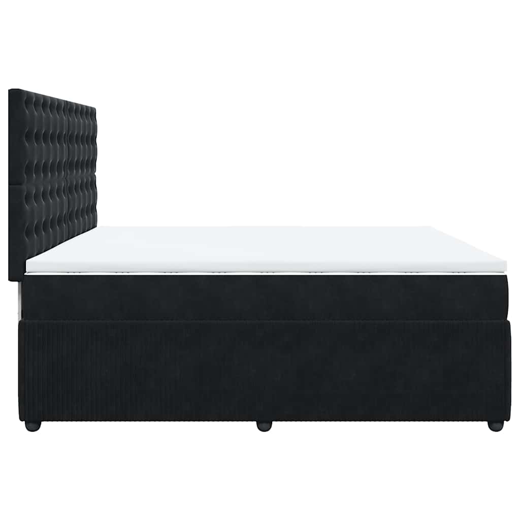 Boxspring met matras fluweel zwart 200x200 cm is nu te koop bij PeponiXL, paradijselijk wonen!
