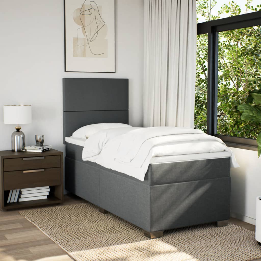 Boxspring met matras stof donkergrijs 80x200 cm is nu te koop bij PeponiXL, paradijselijk wonen!