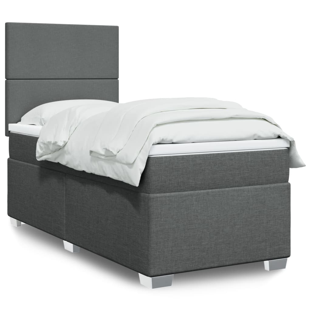 Boxspring met matras stof donkergrijs 80x200 cm is nu te koop bij PeponiXL, paradijselijk wonen!