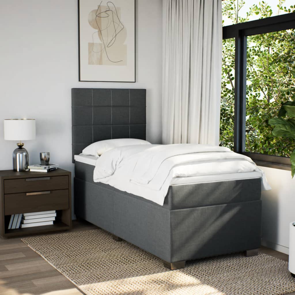 Boxspring met matras stof donkergrijs 80x200 cm is nu te koop bij PeponiXL, paradijselijk wonen!