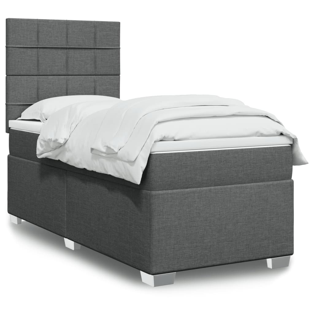 Boxspring met matras stof donkergrijs 80x200 cm is nu te koop bij PeponiXL, paradijselijk wonen!