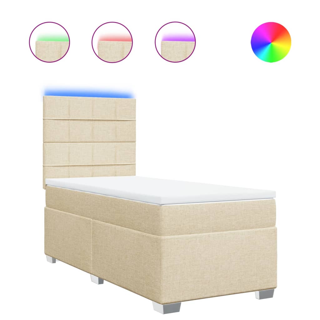 Boxspring met matras stof crèmekleurig 80x200 cm is nu te koop bij PeponiXL, paradijselijk wonen!