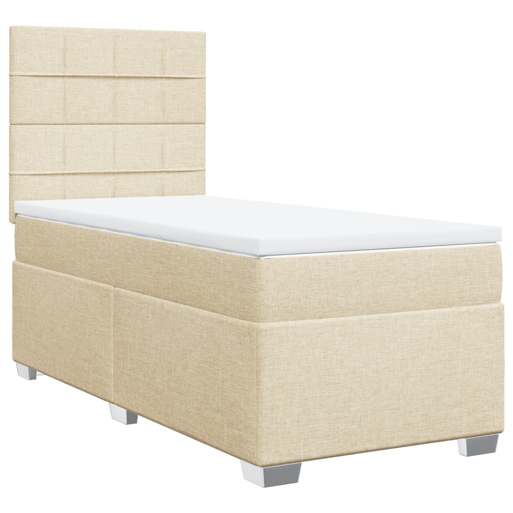 Boxspring met matras stof crèmekleurig 80x200 cm is nu te koop bij PeponiXL, paradijselijk wonen!