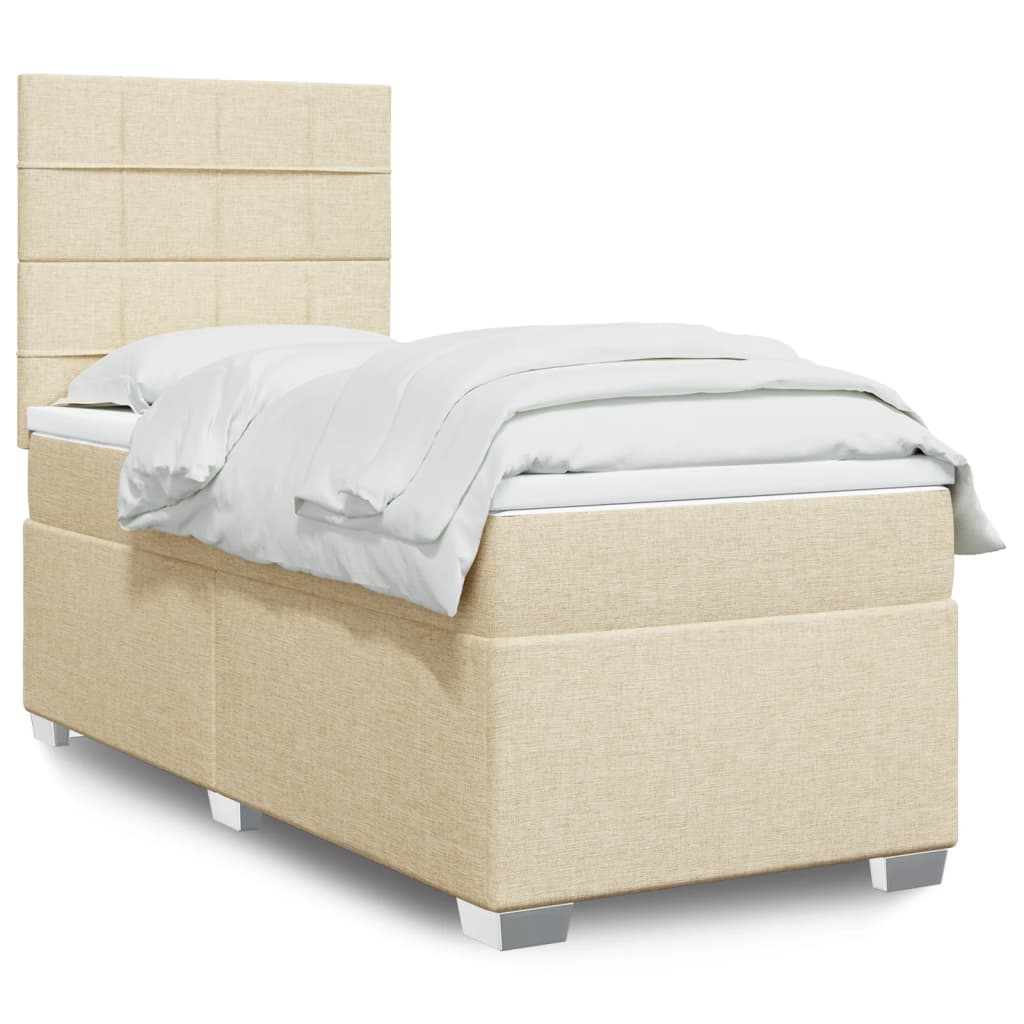 Boxspring met matras stof crèmekleurig 80x200 cm is nu te koop bij PeponiXL, paradijselijk wonen!