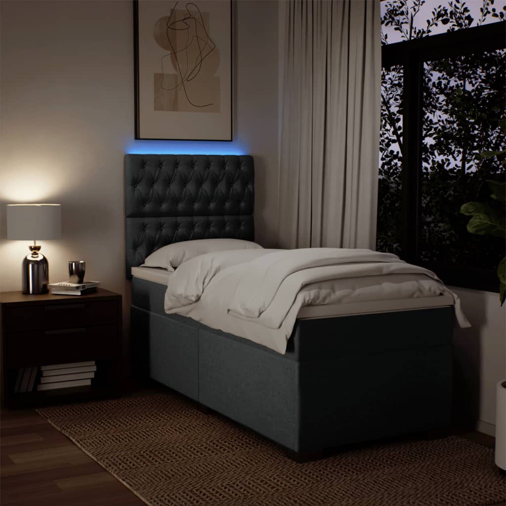 Boxspring met matras stof donkergrijs 80x200 cm is nu te koop bij PeponiXL, paradijselijk wonen!