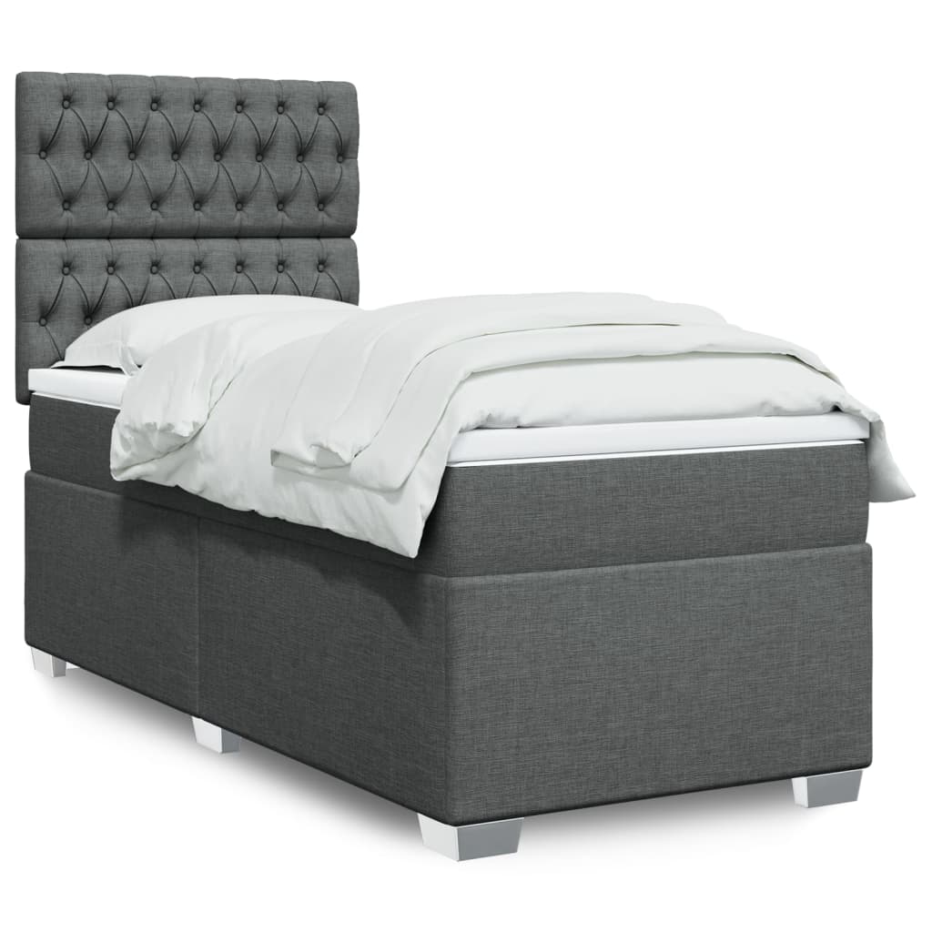 Boxspring met matras stof donkergrijs 80x200 cm is nu te koop bij PeponiXL, paradijselijk wonen!