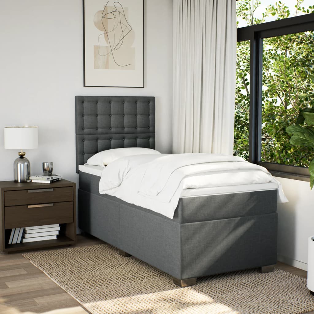 Boxspring met matras stof donkergrijs 80x200 cm is nu te koop bij PeponiXL, paradijselijk wonen!