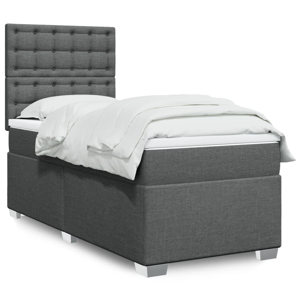 Boxspring met matras stof donkergrijs 80x200 cm is nu te koop bij PeponiXL, paradijselijk wonen!