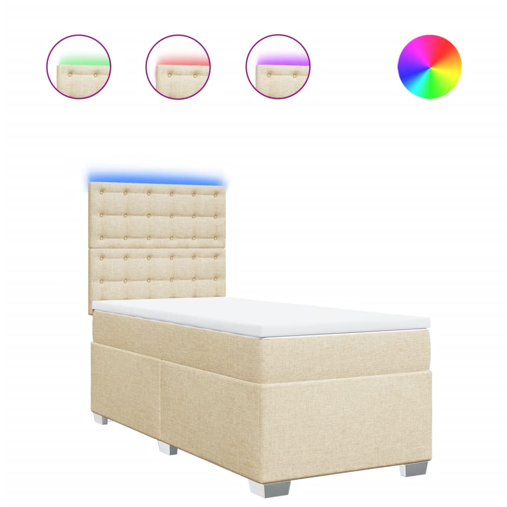 Boxspring met matras stof crèmekleurig 80x200 cm is nu te koop bij PeponiXL, paradijselijk wonen!