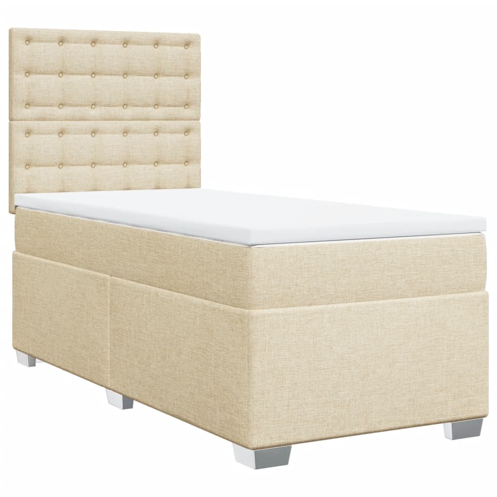 Boxspring met matras stof crèmekleurig 80x200 cm is nu te koop bij PeponiXL, paradijselijk wonen!