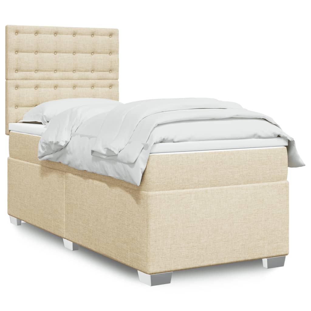 Boxspring met matras stof crèmekleurig 80x200 cm is nu te koop bij PeponiXL, paradijselijk wonen!