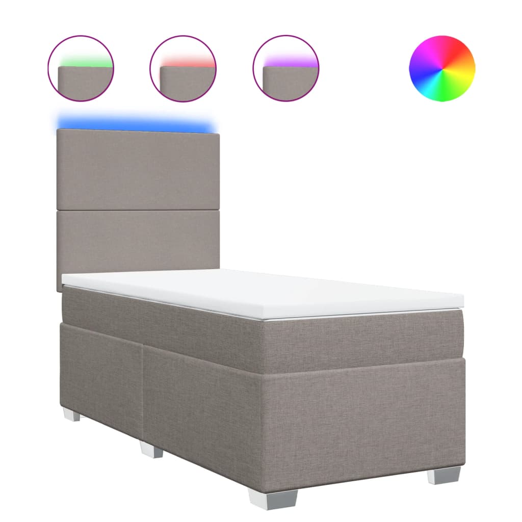 Boxspring met matras stof taupe 90x190 cm is nu te koop bij PeponiXL, paradijselijk wonen!