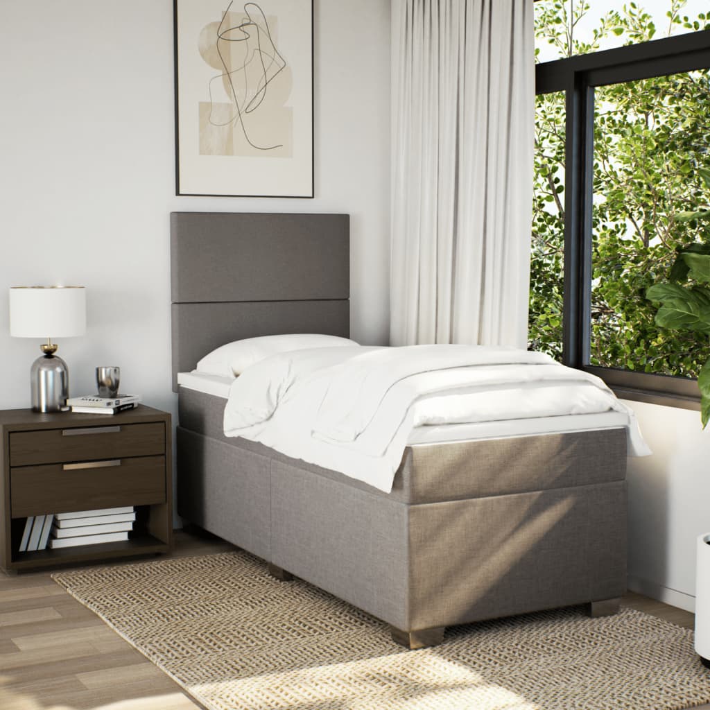 Boxspring met matras stof taupe 90x190 cm is nu te koop bij PeponiXL, paradijselijk wonen!