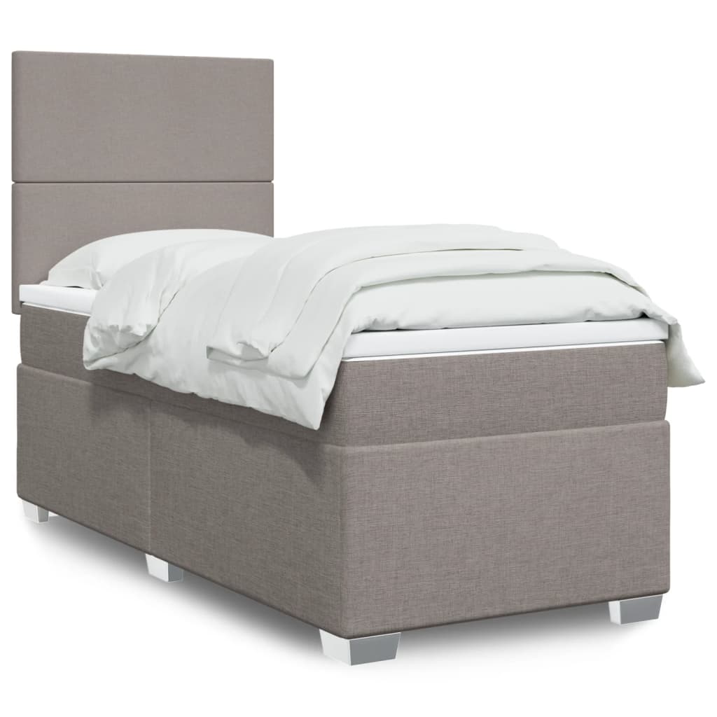 Boxspring met matras stof taupe 90x190 cm is nu te koop bij PeponiXL, paradijselijk wonen!