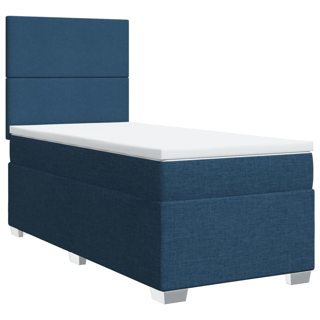 Boxspring met matras stof blauw 90x190 cm is nu te koop bij PeponiXL, paradijselijk wonen!