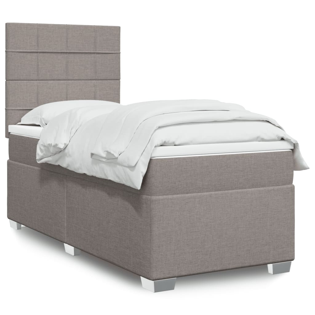 Boxspring met matras stof taupe 90x190 cm is nu te koop bij PeponiXL, paradijselijk wonen!