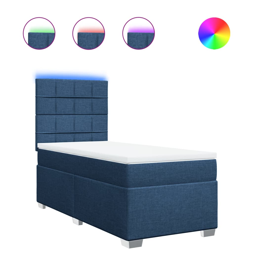 Boxspring met matras stof blauw 90x190 cm is nu te koop bij PeponiXL, paradijselijk wonen!