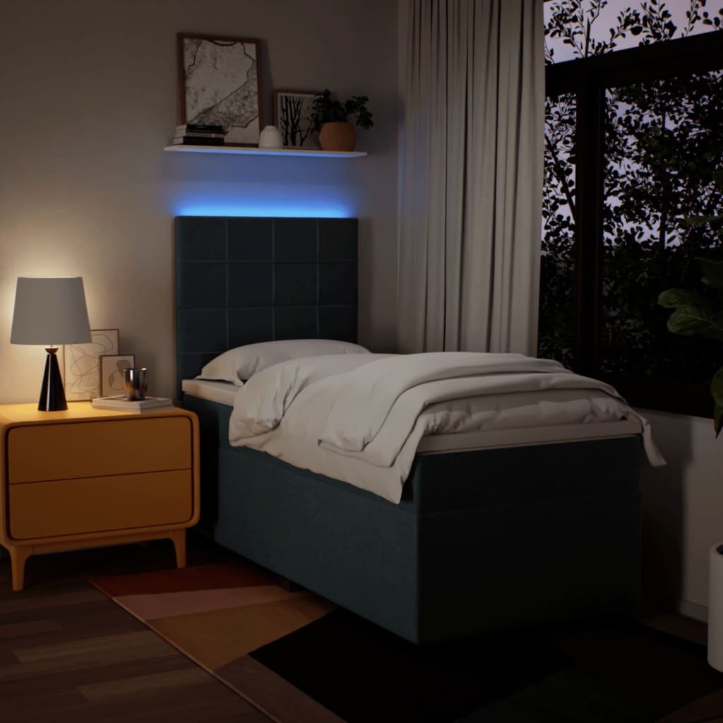 Boxspring met matras stof blauw 90x190 cm is nu te koop bij PeponiXL, paradijselijk wonen!