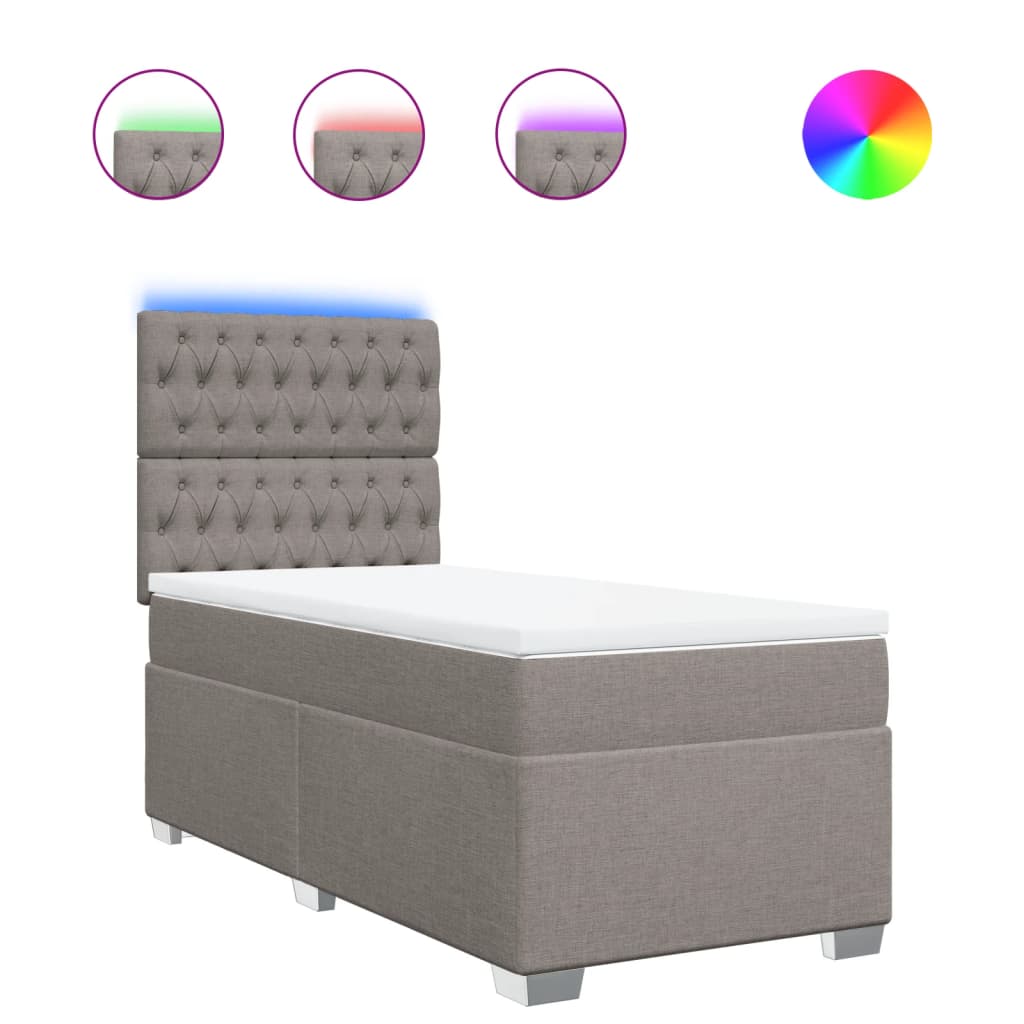 Boxspring met matras stof taupe 90x190 cm is nu te koop bij PeponiXL, paradijselijk wonen!