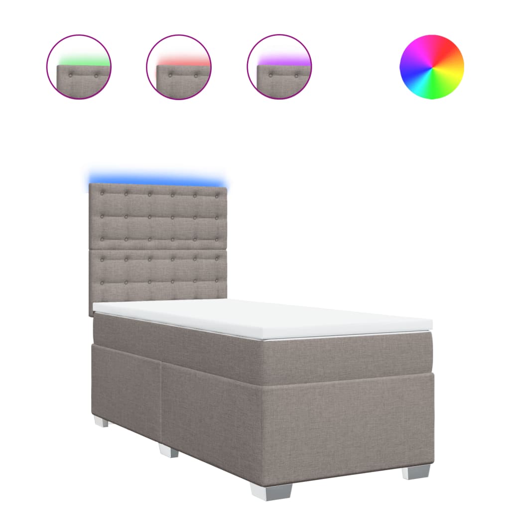 Boxspring met matras stof taupe 90x190 cm is nu te koop bij PeponiXL, paradijselijk wonen!