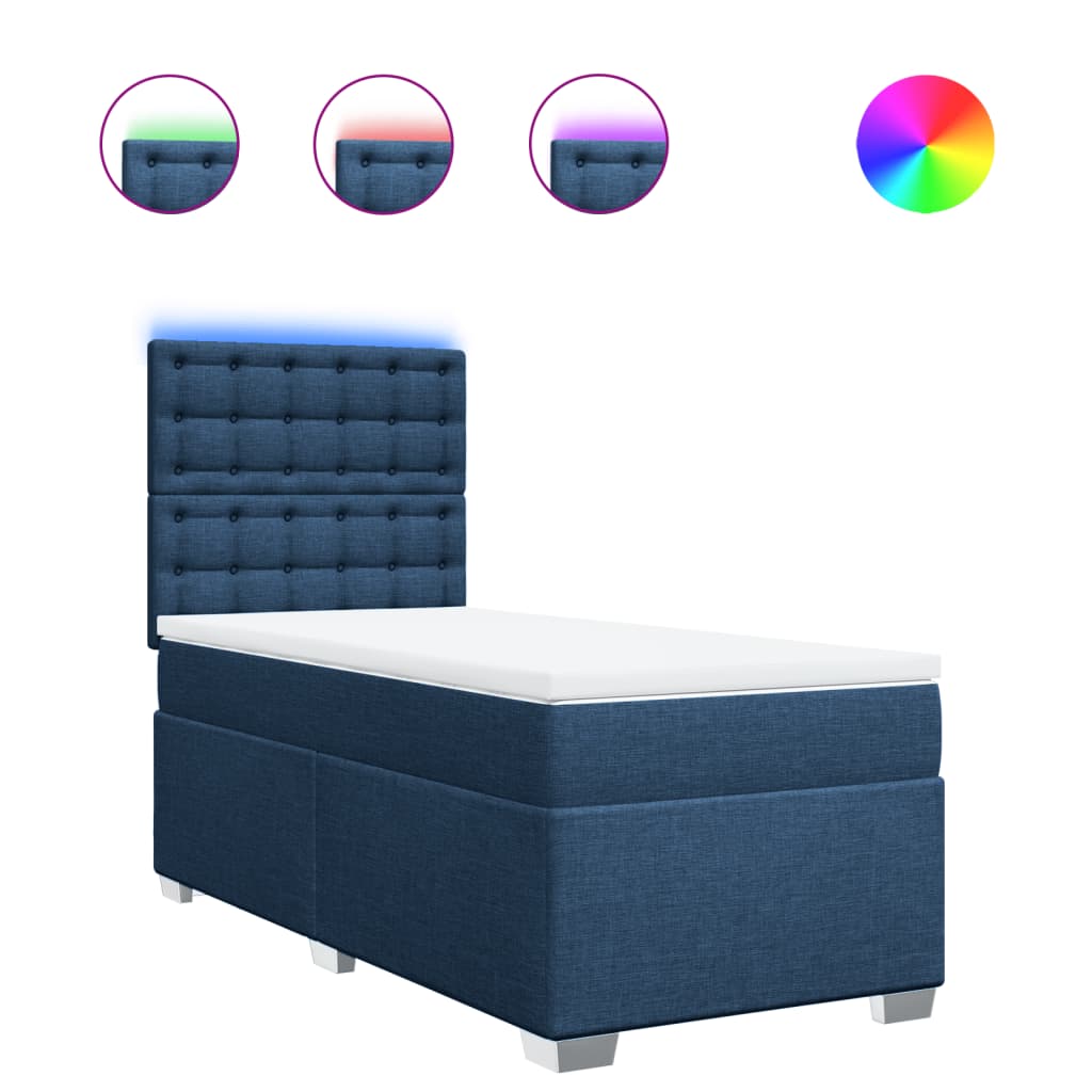 Boxspring met matras stof blauw 90x190 cm is nu te koop bij PeponiXL, paradijselijk wonen!