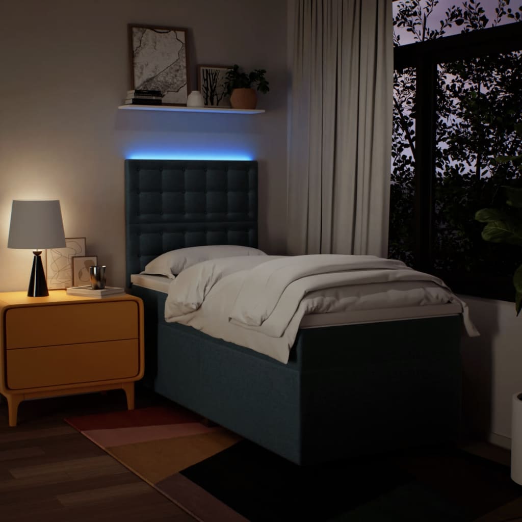 Boxspring met matras stof blauw 90x190 cm is nu te koop bij PeponiXL, paradijselijk wonen!
