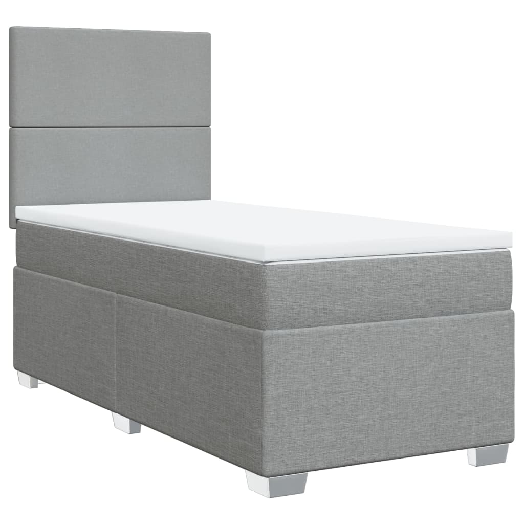 Boxspring met matras stof lichtgrijs 90x200 cm is nu te koop bij PeponiXL, paradijselijk wonen!