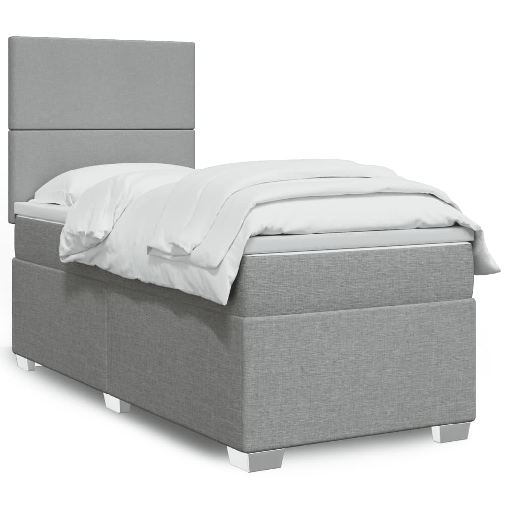 Boxspring met matras stof lichtgrijs 90x200 cm is nu te koop bij PeponiXL, paradijselijk wonen!