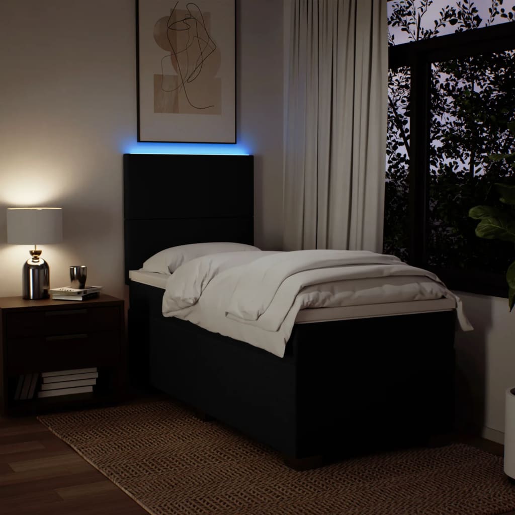 Boxspring met matras stof zwart 90x200 cm is nu te koop bij PeponiXL, paradijselijk wonen!