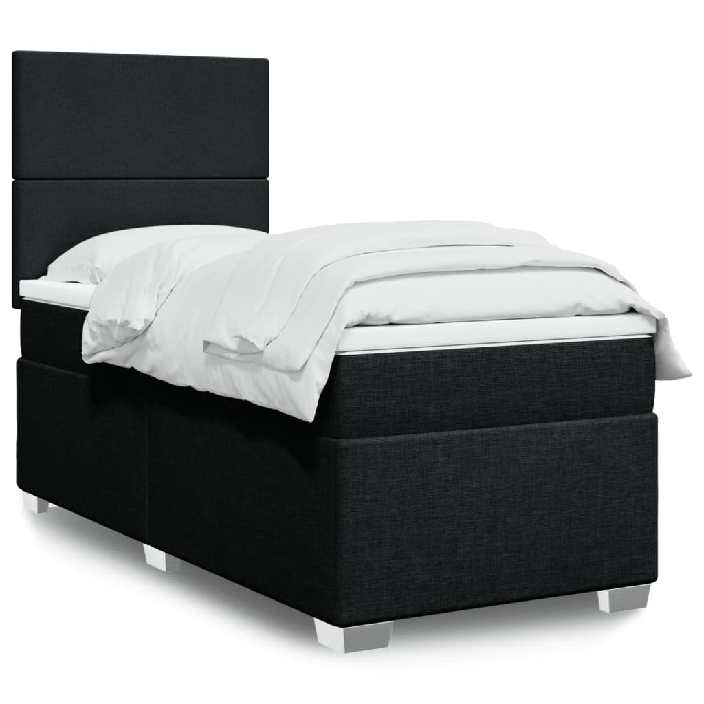 Boxspring met matras stof zwart 90x200 cm is nu te koop bij PeponiXL, paradijselijk wonen!