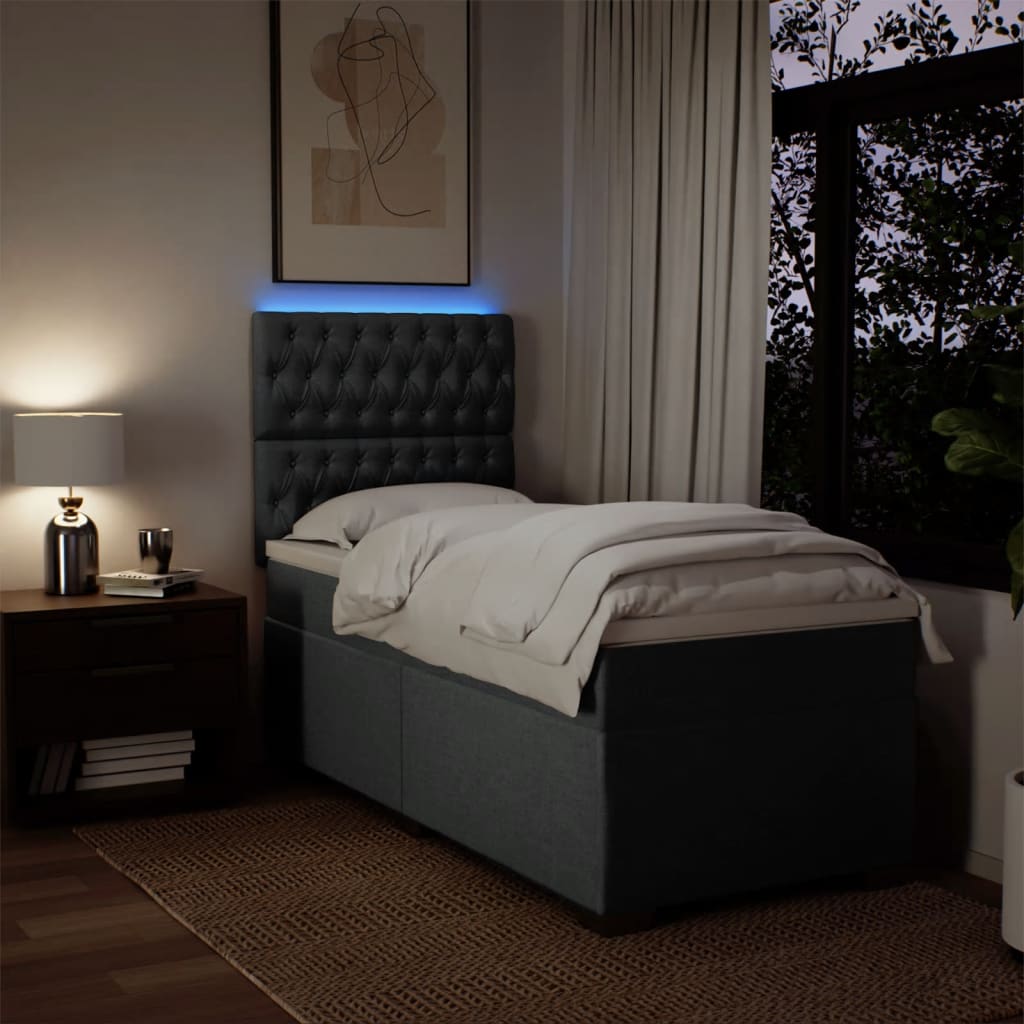 Boxspring met matras stof donkergrijs 90x200 cm is nu te koop bij PeponiXL, paradijselijk wonen!