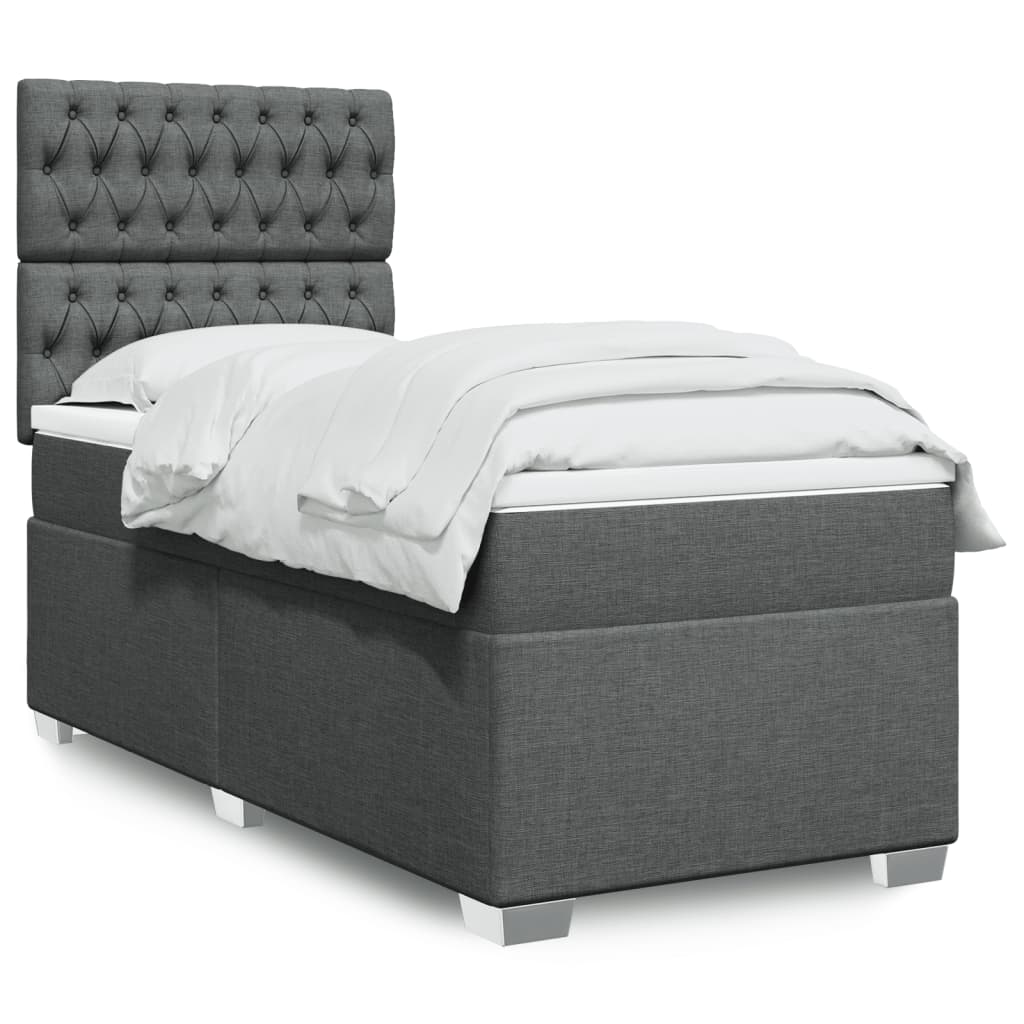 Boxspring met matras stof donkergrijs 90x200 cm is nu te koop bij PeponiXL, paradijselijk wonen!
