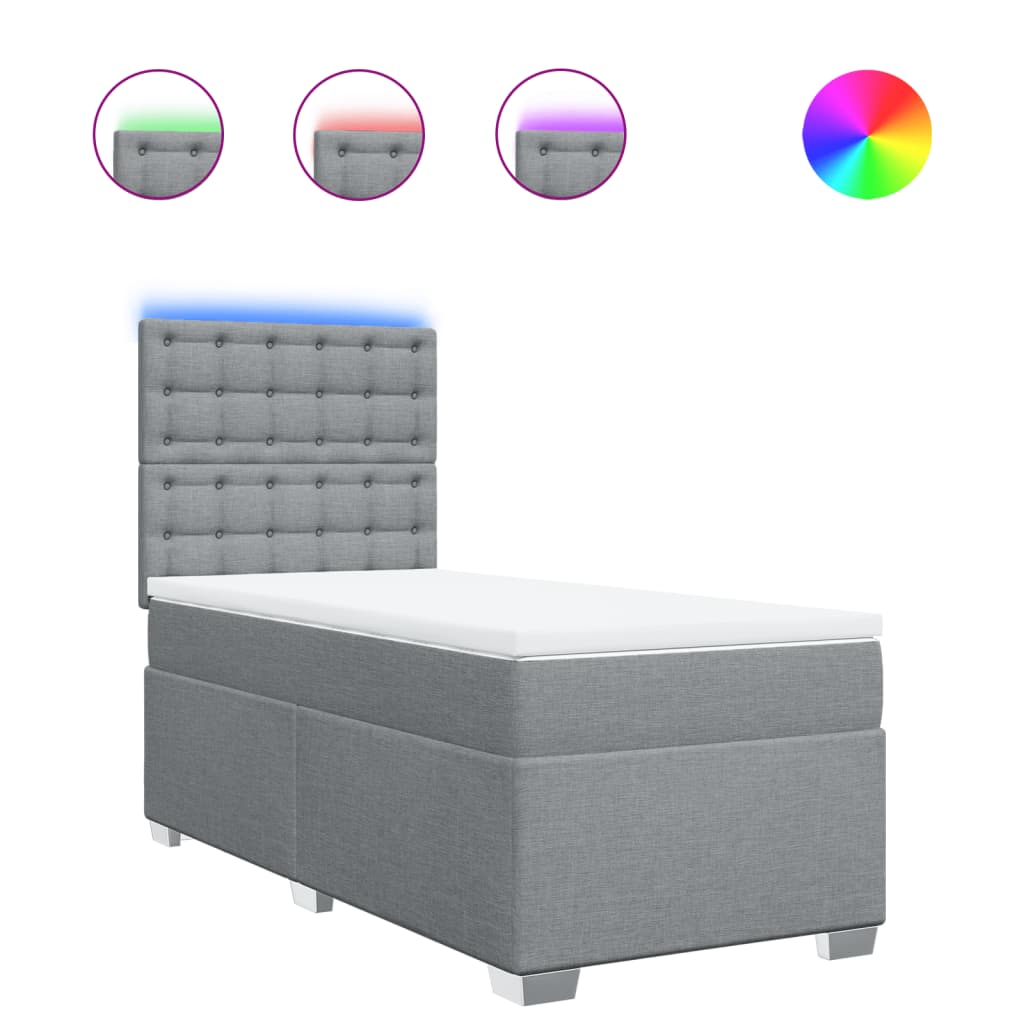 Boxspring met matras stof lichtgrijs 90x200 cm is nu te koop bij PeponiXL, paradijselijk wonen!