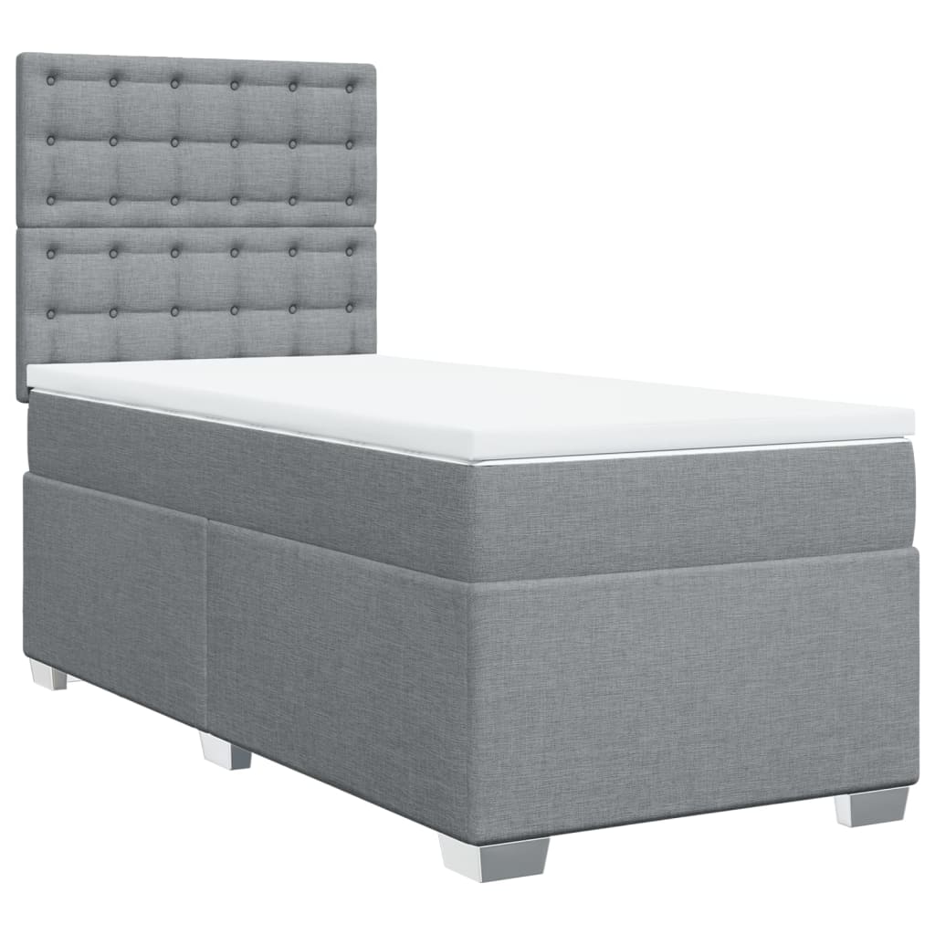 Boxspring met matras stof lichtgrijs 90x200 cm is nu te koop bij PeponiXL, paradijselijk wonen!