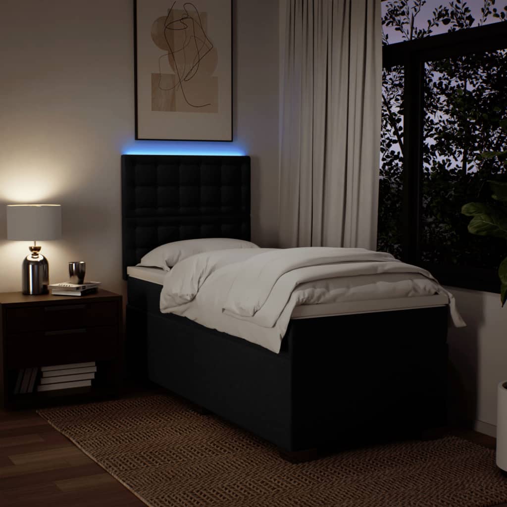 Boxspring met matras stof zwart 90x200 cm is nu te koop bij PeponiXL, paradijselijk wonen!