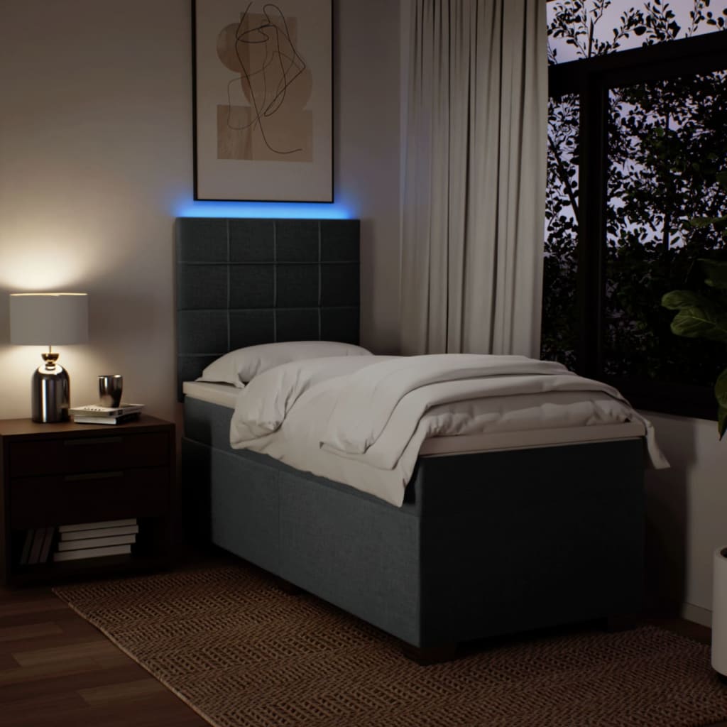 Boxspring met matras stof donkergrijs 100x200 cm is nu te koop bij PeponiXL, paradijselijk wonen!