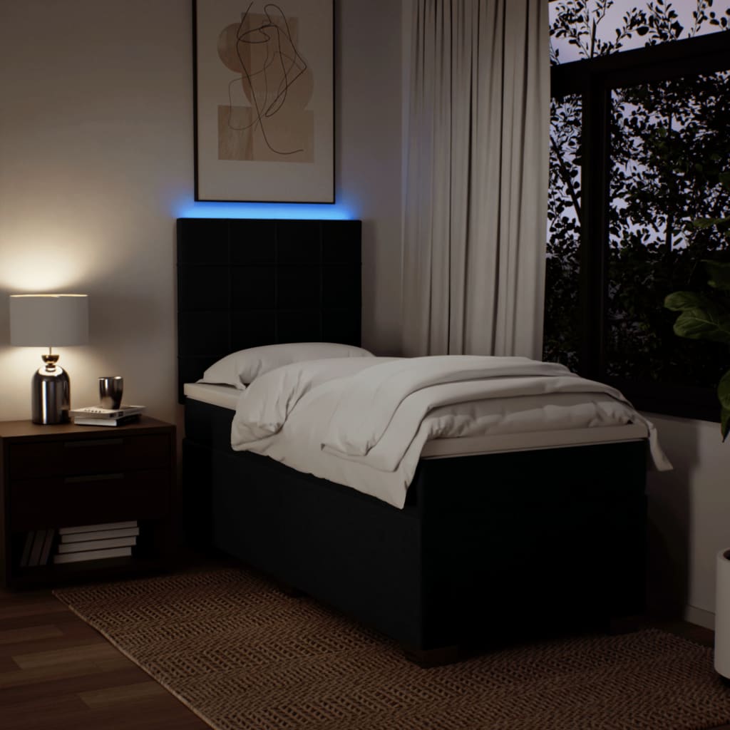 Boxspring met matras stof zwart 100x200 cm is nu te koop bij PeponiXL, paradijselijk wonen!