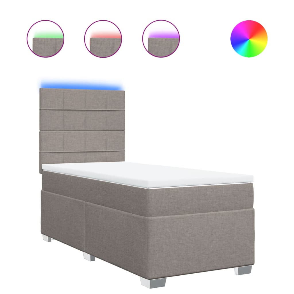 Boxspring met matras stof taupe 100x200 cm is nu te koop bij PeponiXL, paradijselijk wonen!