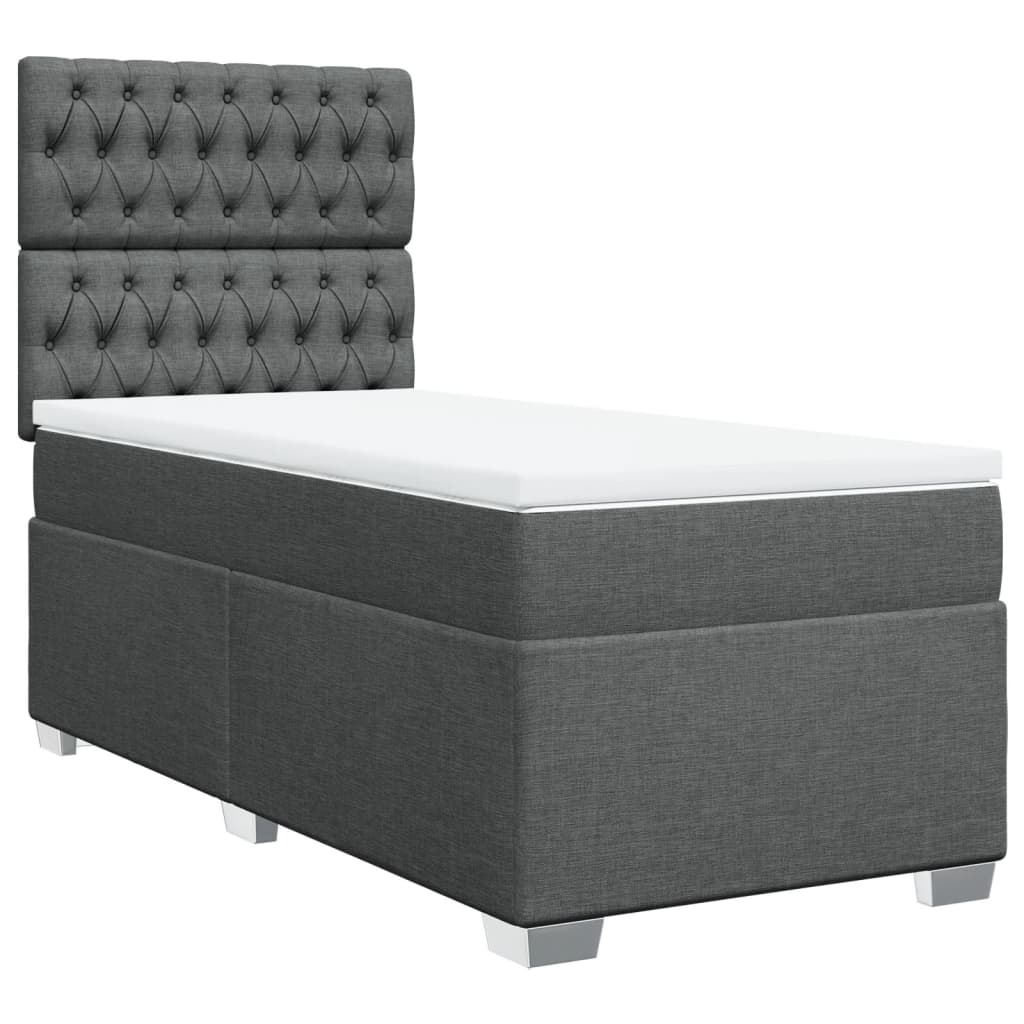 Boxspring met matras stof donkergrijs 100x200 cm is nu te koop bij PeponiXL, paradijselijk wonen!