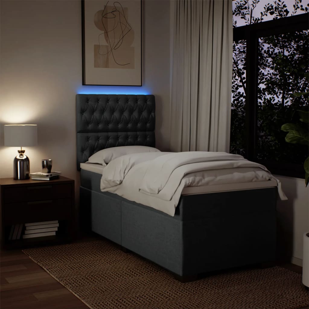 Boxspring met matras stof donkergrijs 100x200 cm is nu te koop bij PeponiXL, paradijselijk wonen!