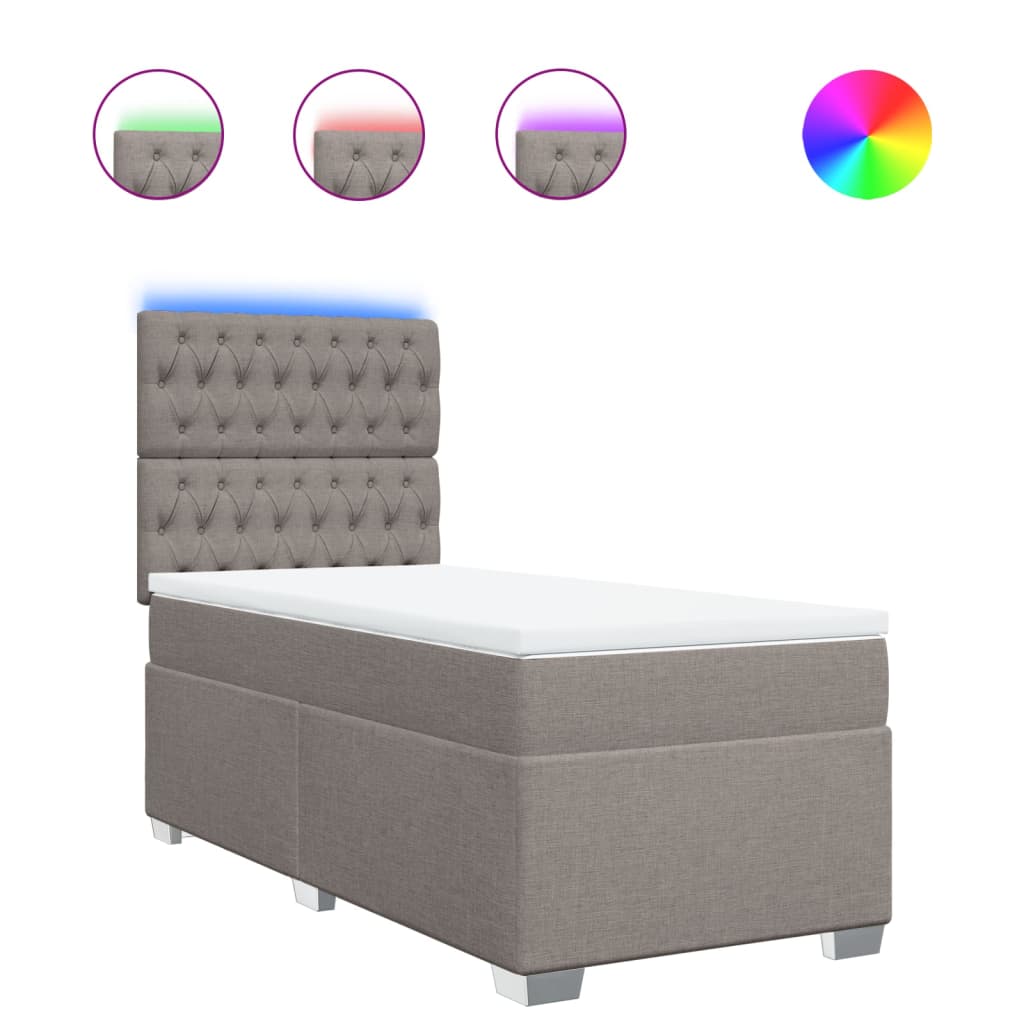 Boxspring met matras stof taupe 100x200 cm is nu te koop bij PeponiXL, paradijselijk wonen!