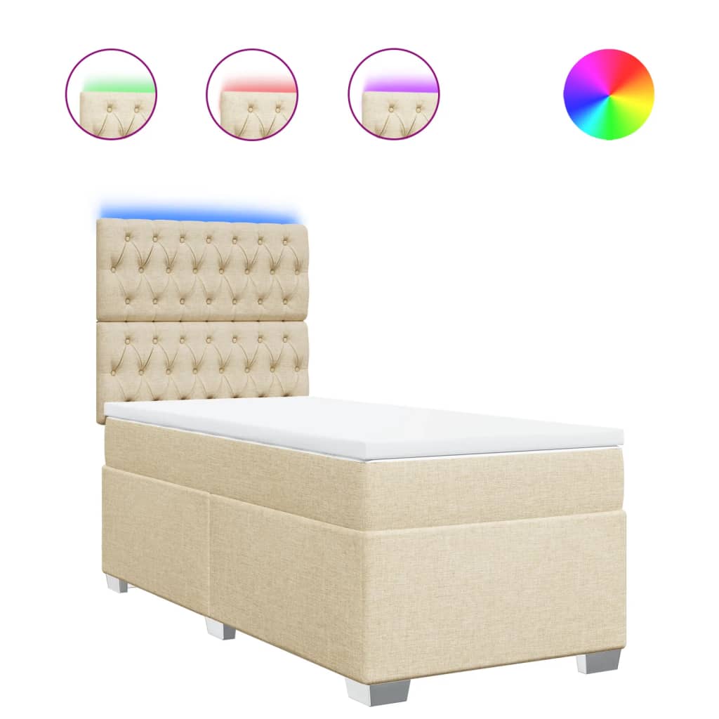 Boxspring met matras stof crèmekleurig 100x200 cm is nu te koop bij PeponiXL, paradijselijk wonen!