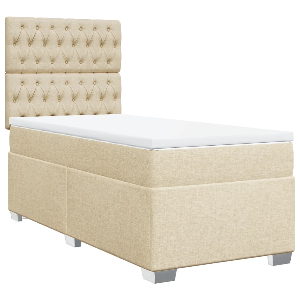 Boxspring met matras stof crèmekleurig 100x200 cm is nu te koop bij PeponiXL, paradijselijk wonen!