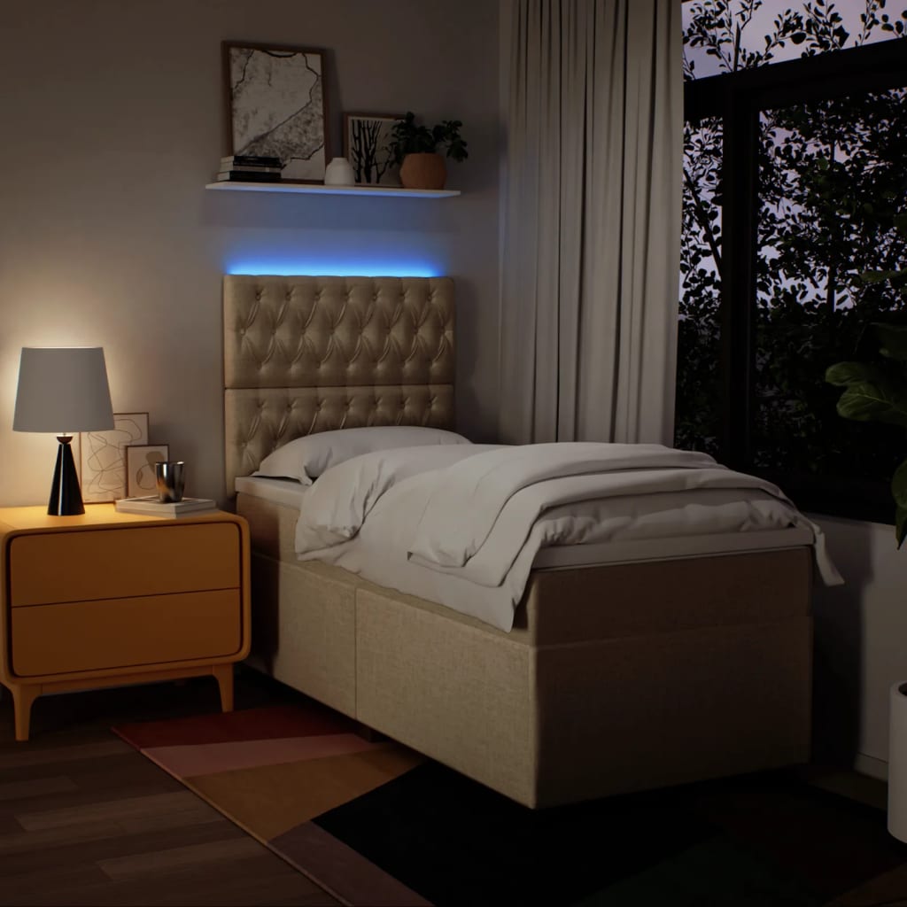 Boxspring met matras stof crèmekleurig 100x200 cm is nu te koop bij PeponiXL, paradijselijk wonen!