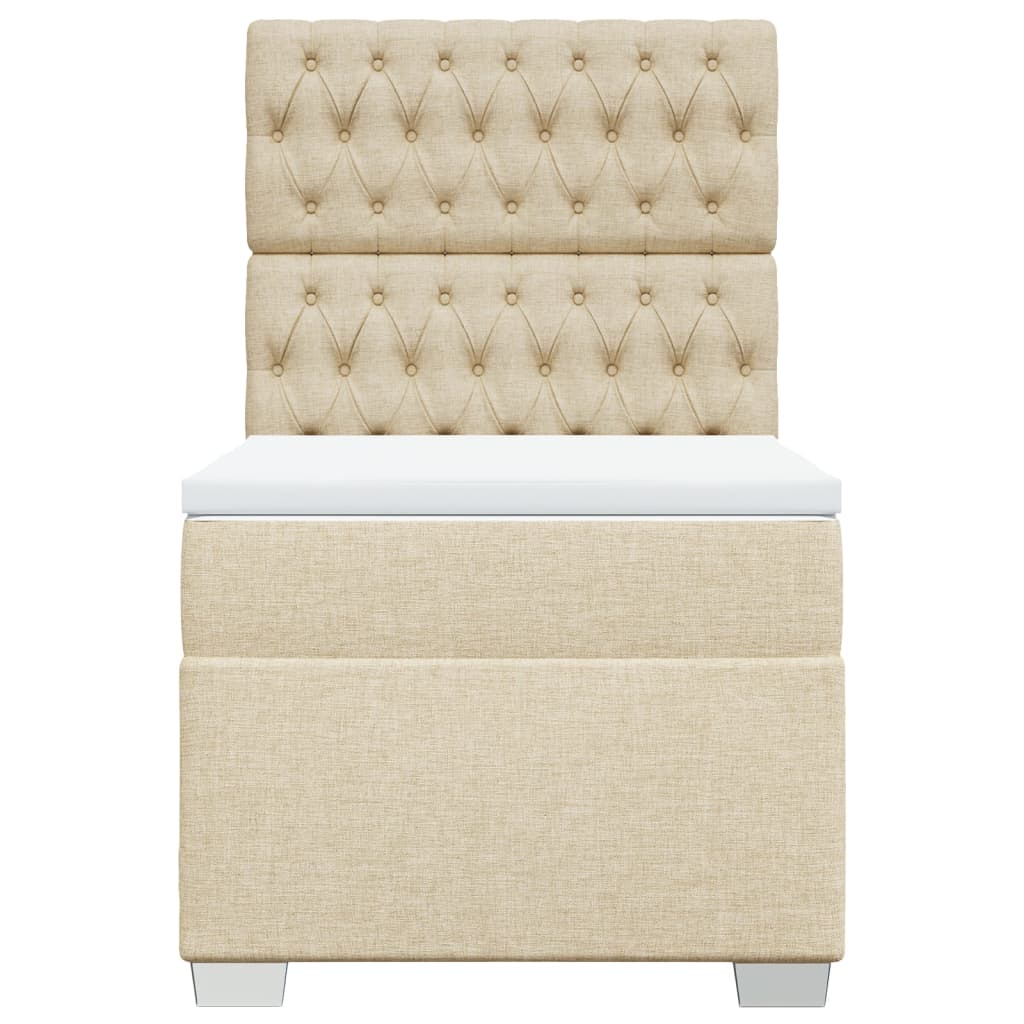 Boxspring met matras stof crèmekleurig 100x200 cm is nu te koop bij PeponiXL, paradijselijk wonen!