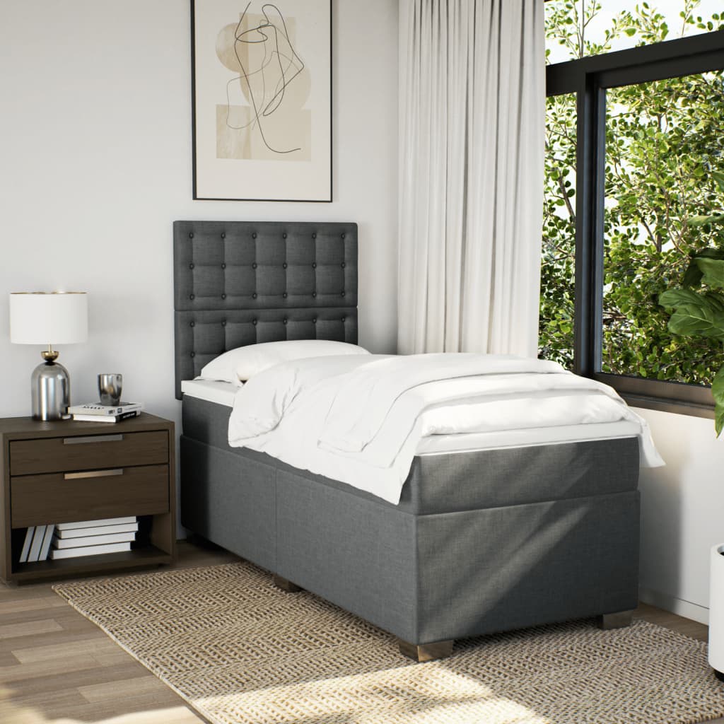 Boxspring met matras stof donkergrijs 100x200 cm is nu te koop bij PeponiXL, paradijselijk wonen!